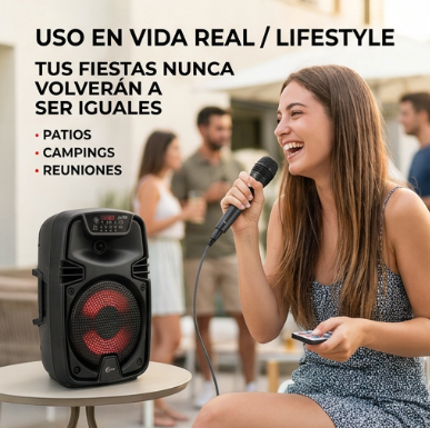 Parlante Bocina Potente LED 6.5” 6 Horas