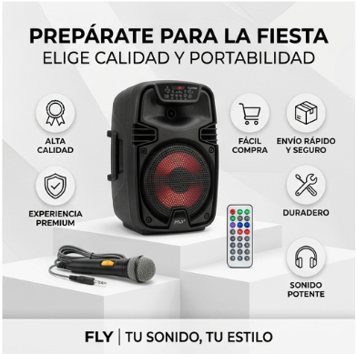 Parlante Bocina Potente LED 6.5” 6 Horas